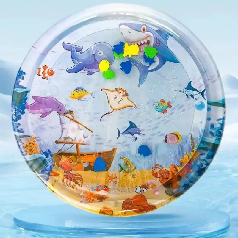 Coussin Ă chat attractif avec des dessins de poissons et de ce qui concerne la mer.